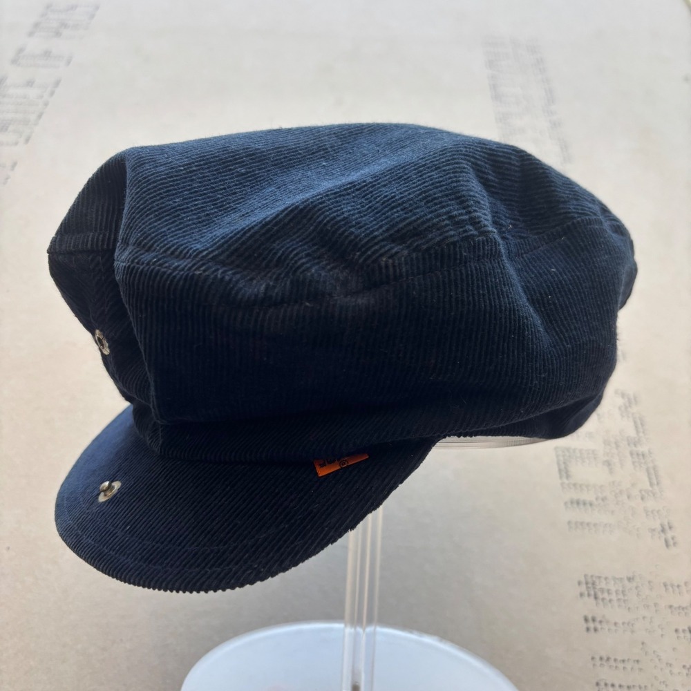 Vintage 70s Levi's Corduroy Newsboy Cap Hat Navy Blue Orange Tab Hat